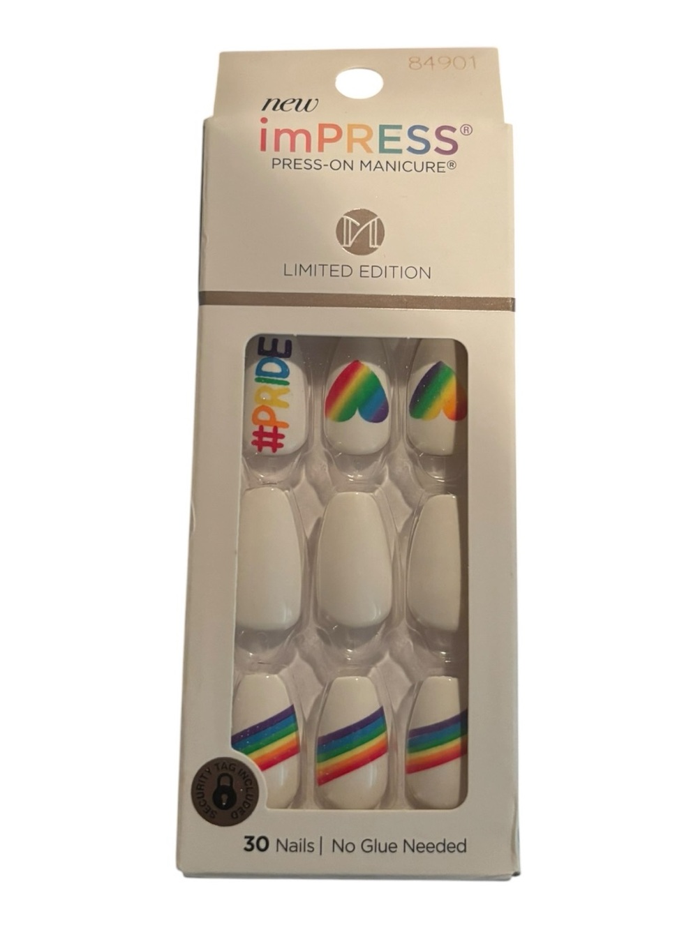 NWT imPRESS White & Rainbow Pride Press-On Manicure - Limited Edition